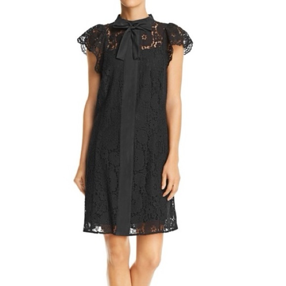 NANETTE LEPORE LACE BOW BLACK DRESS. Flutter Cap Sleeve. Size 4. Beautiful! - Picture 13 of 13